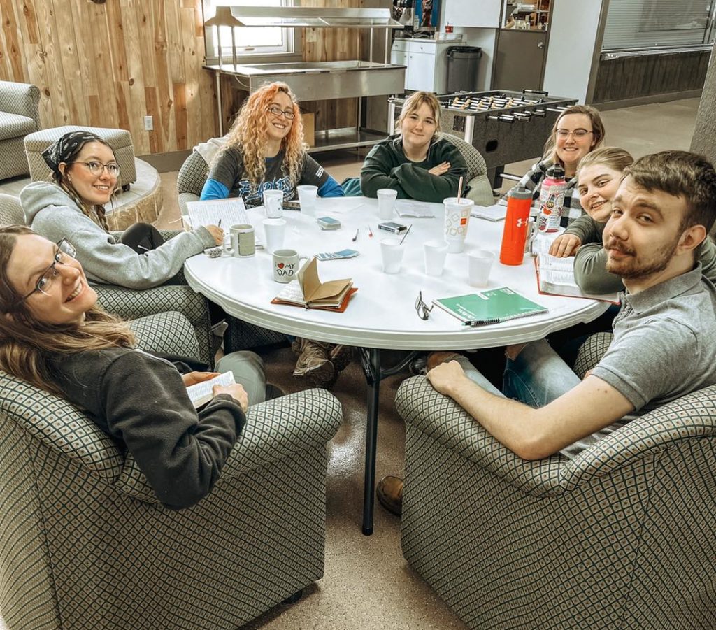 Post-High Group Bible study session at Winterfest Youth Retreat